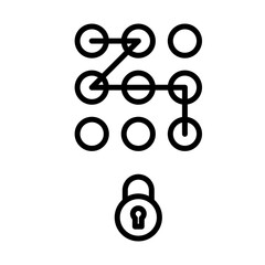 Pattern lock security icon with black outline style. lock, background, pattern, security, safety, password, protection. Vector Illustration
