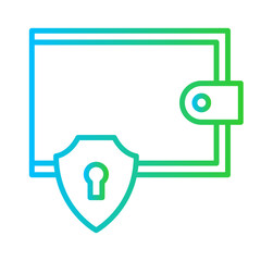 Wallet security security icon with blue and green gradient outline style. business, payment, money, finance, online, wallet, digital. Vector Illustration