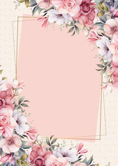White beige and pink modern trendy vector design frame. Background fall boho template