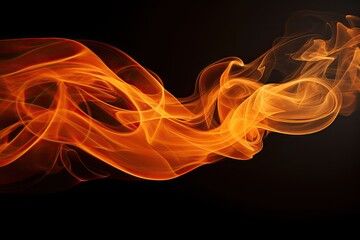 abstract orange smoke on black background with copy space for your text, orange smoke isolated on black background, AI Generated