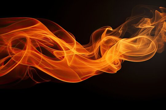 abstract orange smoke on black background with copy space for your text, orange smoke isolated on black background, AI Generated