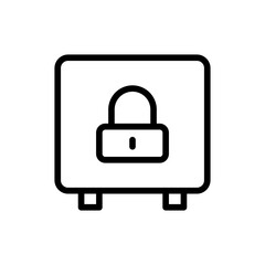 Security box lock security icon with black outline style. box, security, safety, safe, secure, lock, protection. Vector Illustration