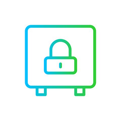 Security box lock security icon with blue and green gradient outline style. box, security, safety, safe, secure, lock, protection. Vector Illustration
