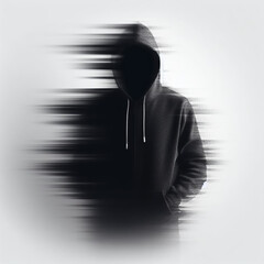 silhouette of a person in a hoodie. - obrazy, fototapety, plakaty