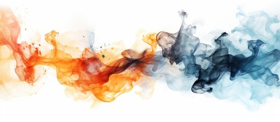The abstract background design showcases an intricate pattern made of water and fire with an isolated illustration of light and smoke against a white backdrop creating a captivating texture