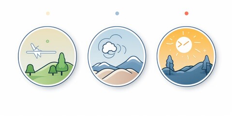 Weather Icons Displaying a Heat Wave and Clock, Keeping You Informed About Time and Temperature in the Summer Climate