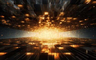 futuristic sci-fi data network explosion 