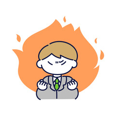 燃え上がるスーツの男性