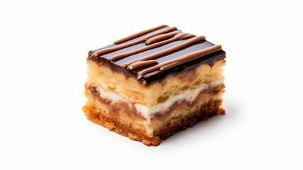 a piece of cake on the desk,isolated on white background generative ai