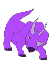 紫のトリケラトプスのイラスト