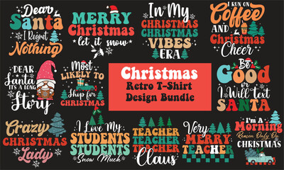 Christmas Retro T-Shirt Design Bundle