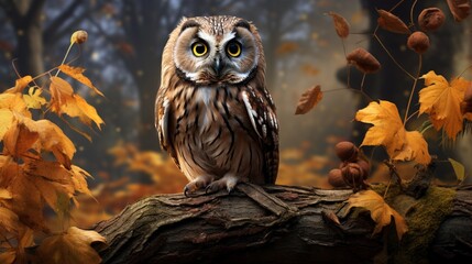 great horned owl in autumn generated by AI