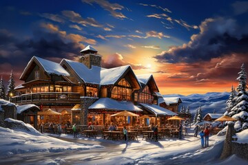 Ski Resorts - Generative AI - obrazy, fototapety, plakaty