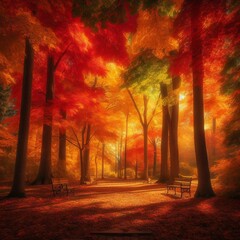 Tranquil Autumn Forest: Peaceful Nature Scenics in Rural Countryside
