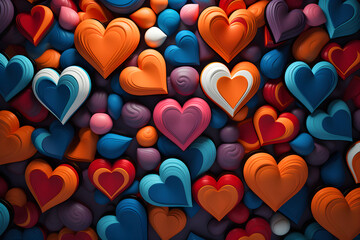 colourful abstract 3d love hearts background