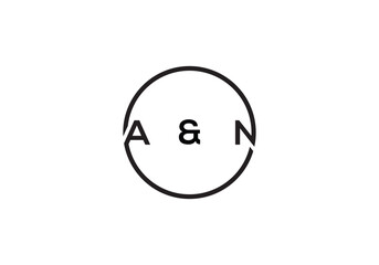 Initial Letter AN circle Logo Design Vector Template. Abstract Letter AN Logo Design