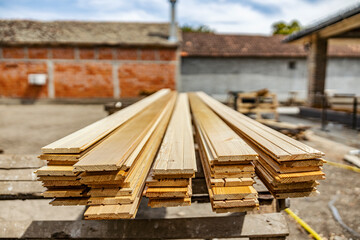 Wooden structure on a construction site.