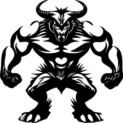 Fototapeta premium beast with horns tattoo