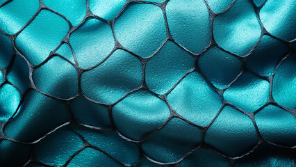 Turquoise and Silver Metallic Mesh Abstract Pattern