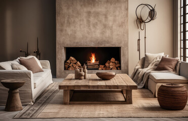 Rustic living room interior composition