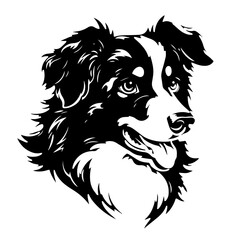 Australian Shepherd Logo Monochrome Design Style