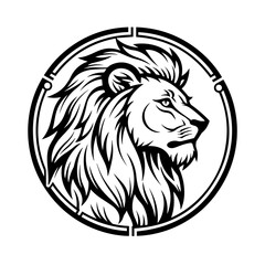 Barbary lion Logo Monochrome Design Style