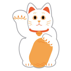 招き猫　シンプルなイラスト素材
