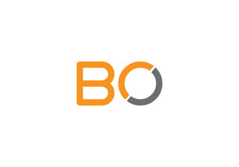 Letter BO Circle Line Icon Logo Design Element in Black and Orange Color
