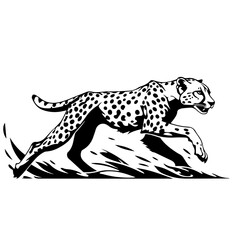 cheetah running Logo Monochrome Design Style