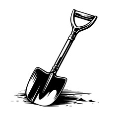 Hand Shovel Logo Monochrome Design Style
