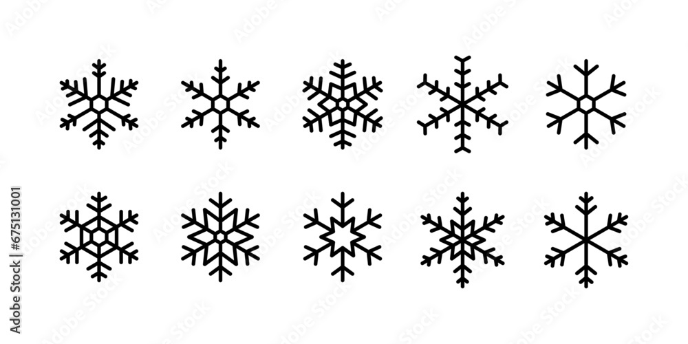 Poster snowflakes shape collection with editable stroke