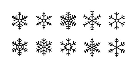 snowflakes shape collection with editable stroke - obrazy, fototapety, plakaty