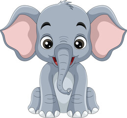 Cartoon elephant on white background