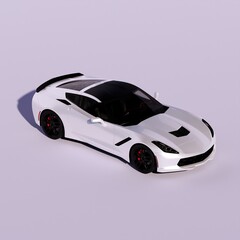 4K Square a white car with purple background