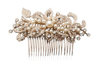 Classic Hairpiece with Pearls on Transparent Background