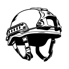 Fototapeta premium Military Tactical Helmet Logo Monochrome Design Style