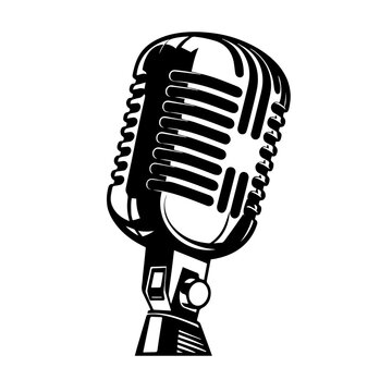 Microphone Logo Monochrome Design Style