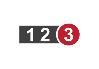 Number 1234 icon Logo Design Vector Template. Red and Black Number 1234 icon