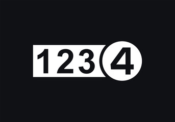 Number 1234 icon Logo Design Vector Template. Red and Black Number 1234 icon