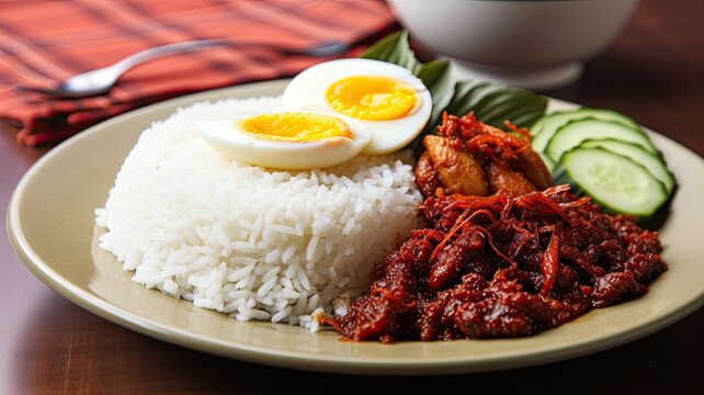 A traditional and much-loved Asian dish, nasi lemak
