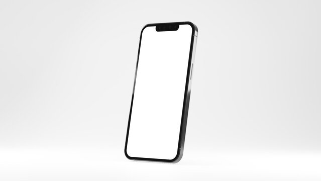 Flying smartphones on a white background