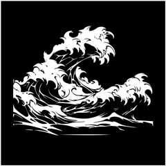 sea storm Logo Monochrome Design Style - obrazy, fototapety, plakaty