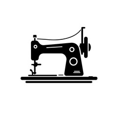 Sewing Machine Logo Monochrome Design Style - obrazy, fototapety, plakaty
