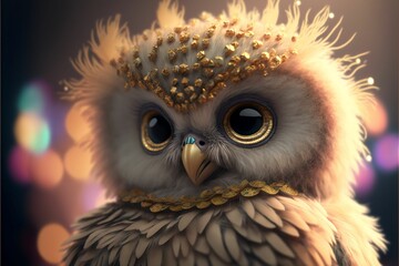 AI-generated illustration of the decorated owl, concept of wealth