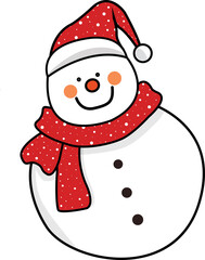 Christmas snowman wearing a red hat and scarf
