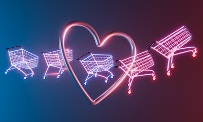 Neon Shopping Carts and Heart