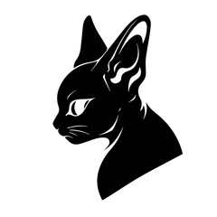 Sphynx Cat Logo Monochrome Design Style