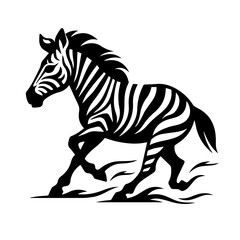zebra running Logo Monochrome Design Style