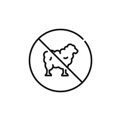 No sheep allowed line icon sign symbol isolated on white background