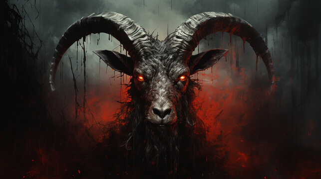 dark art ink monster goat background